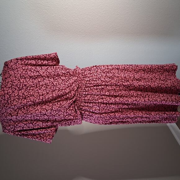 GAP Red Ruched Midi Dress with Dolman Sleeves - Picture 4 of 5